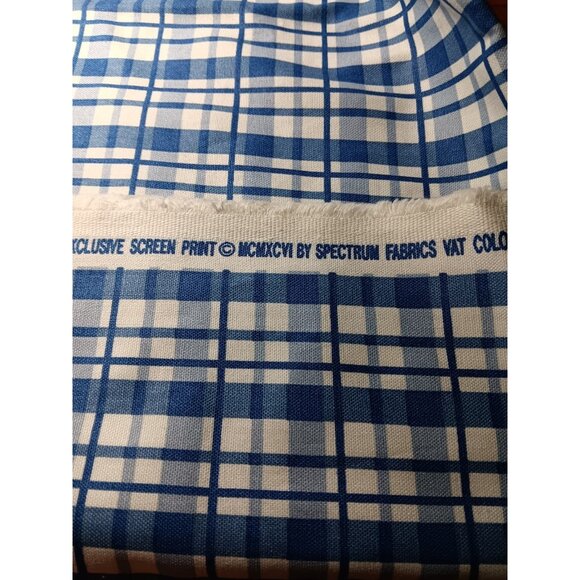 Vintage 1996 by Spectrum Cotton Home Decor Sewing Fabric Blue Plaid 1.5yd x 56" - Picture 6 of 7